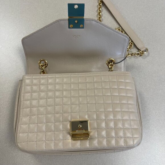 CELINE C Chain Quilted Calfskin Leather Shoulder Bag - Nude - Preowned - Picture 5 of 16